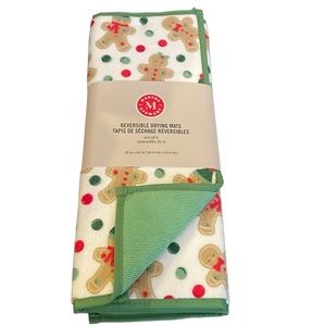 Martha Stewart Kitchen Mats Set 2 Reversible Dish Counter Gingerbread Polka Dot